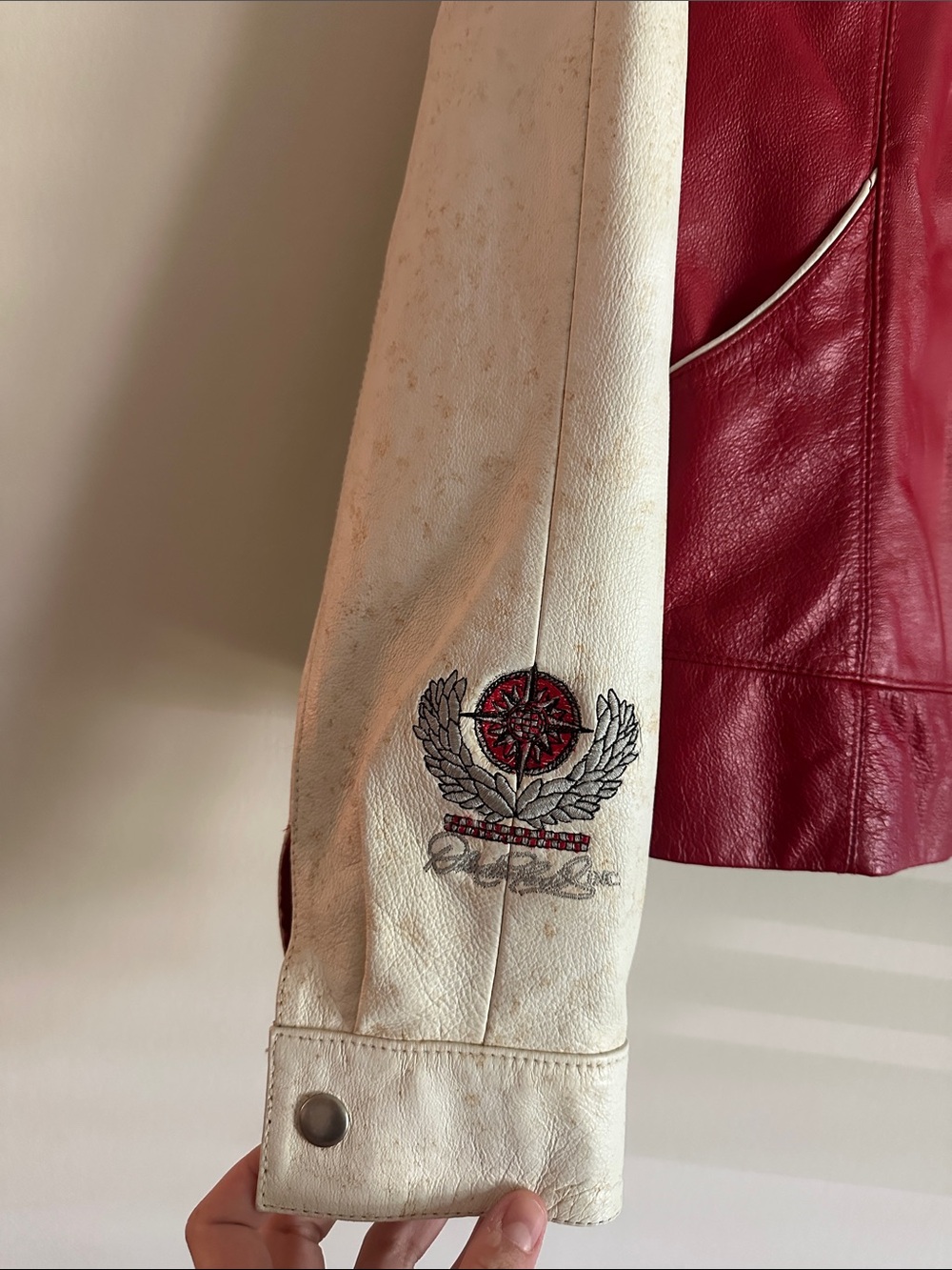 Wilsons Leather Red and White Racing-Style Leather Jacket - Picture 4 of 14